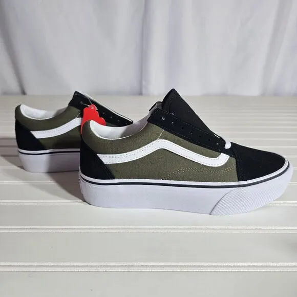NIB Vans Old Skool Platform 'Grape Leaf'  Olive Green Shoes Sneakers Womens 8
