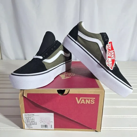 NIB Vans Old Skool Platform 'Grape Leaf'  Olive Green Shoes Sneakers Womens 8