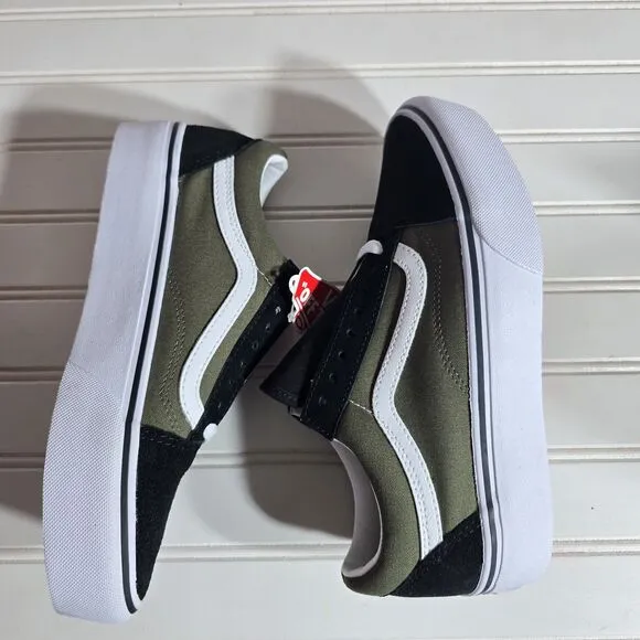 NIB Vans Old Skool Platform 'Grape Leaf'  Olive Green Shoes Sneakers Womens 8