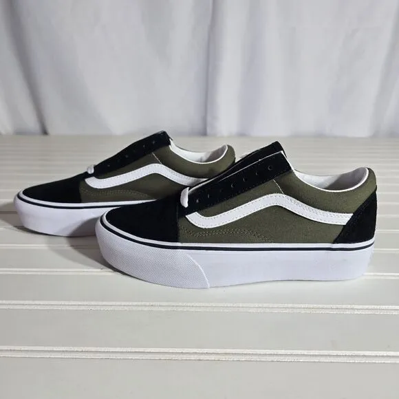 NIB Vans Old Skool Platform 'Grape Leaf'  Olive Green Shoes Sneakers Womens 8