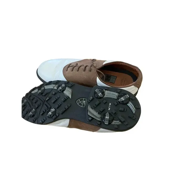 Nike Air Comfort Men's Brown/White VGC Laces Kempshall Last Golf Shoes Size 8W