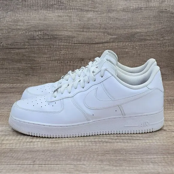 Nike Air Force 1 '07 Low Men’s Size 14 Triple White Sneakers (CW2288-111)