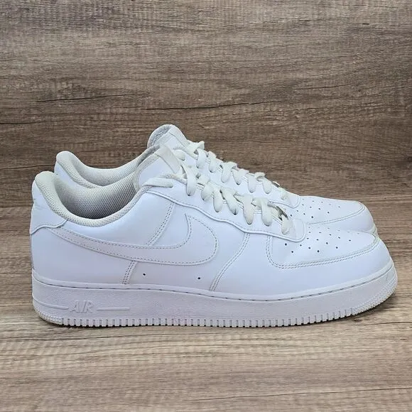 Nike Air Force 1 '07 Low Men’s Size 14 Triple White Sneakers (CW2288-111)