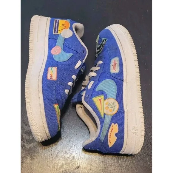 Nike Air Force 1 Blue Anniversary Patched Up Los Angeles Kids 4Y  Womens 5.5