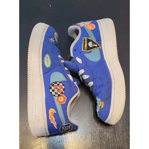 Nike Air Force 1 Blue Anniversary Patched Up Los Angeles Kids 4Y  Womens 5.5