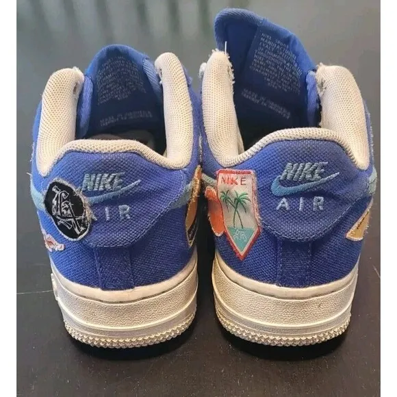 Nike Air Force 1 Blue Anniversary Patched Up Los Angeles Kids 4Y  Womens 5.5