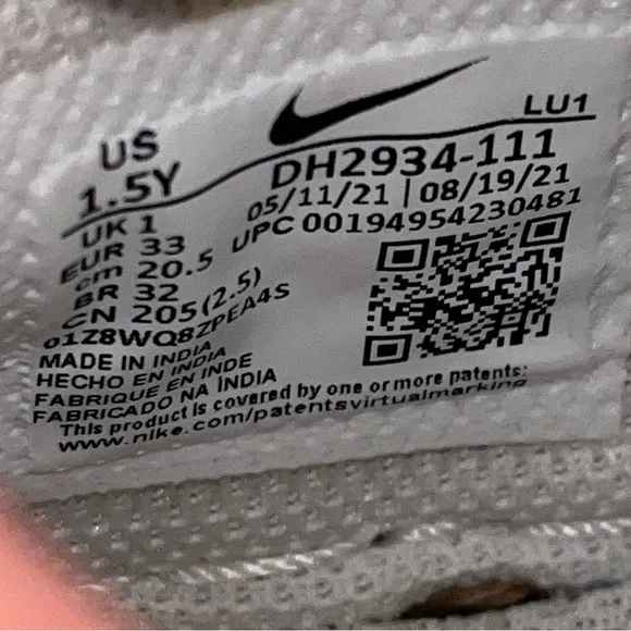 Nike Air Force One Youth Mid Top Triple white Shoes Size 1.5Y DH2934-111