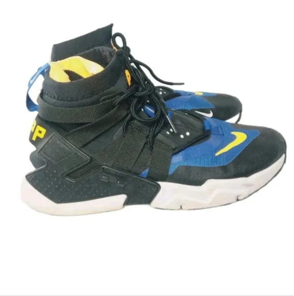 Nike Air Huarache Gripp Black indigo Shoes Men's Size 9.5 Sneakers A01730-006F
