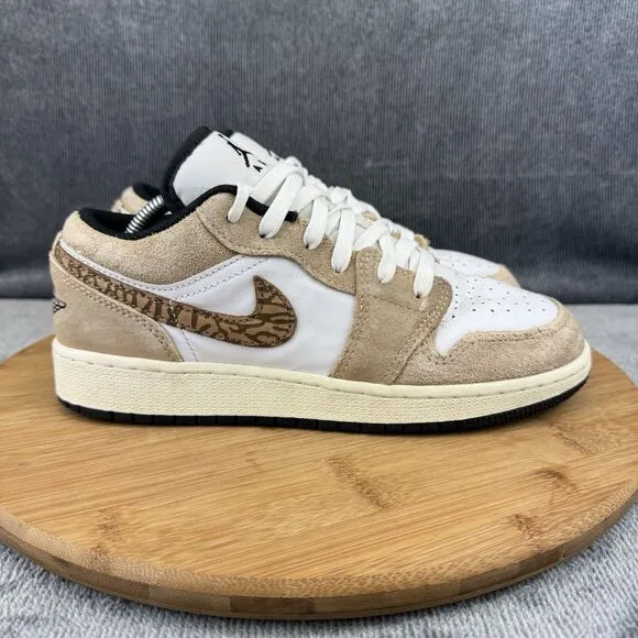 Nike Air Jordan 1 Low Shoes Boys Size 5.5Y Brown Elephant Sneakers DZ5368-201