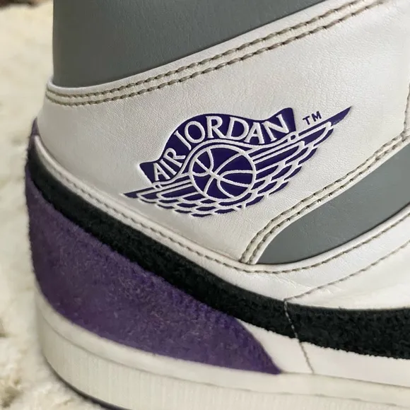 Nike Air Jordan 1 Mid Black and Purple Shoes