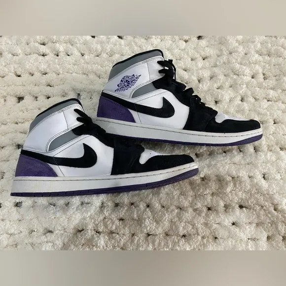 Nike Air Jordan 1 Mid Black and Purple Shoes