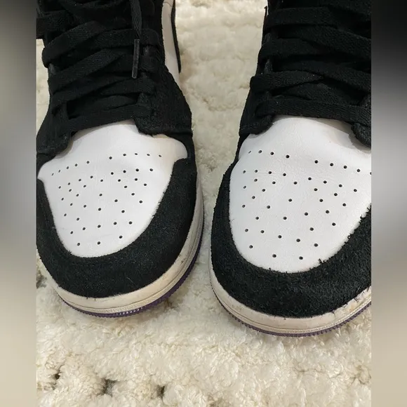 Nike Air Jordan 1 Mid Black and Purple Shoes