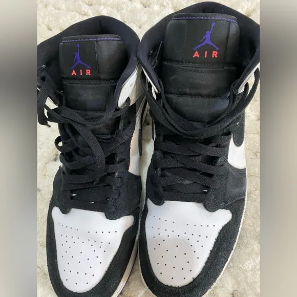 Nike Air Jordan 1 Mid Black and Purple Shoes