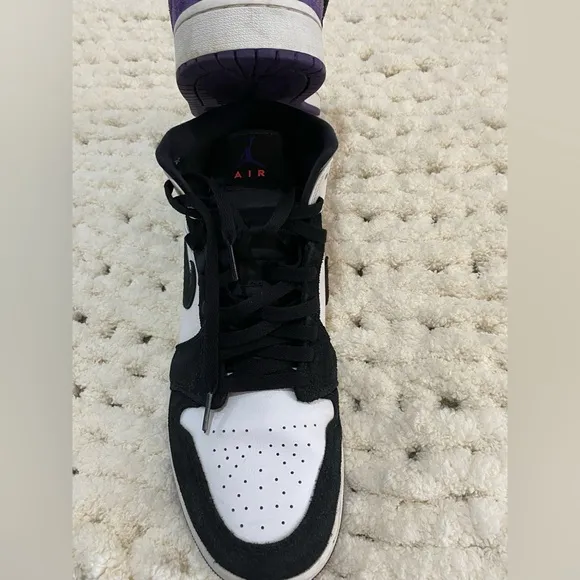 Nike Air Jordan 1 Mid Black and Purple Shoes