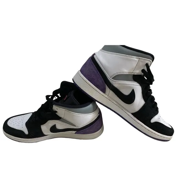 Nike Air Jordan 1 Mid Black and Purple Shoes