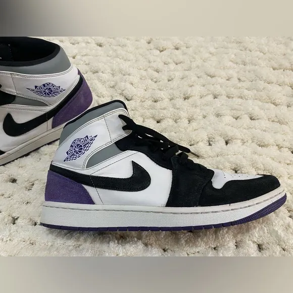 Nike Air Jordan 1 Mid Black and Purple Shoes
