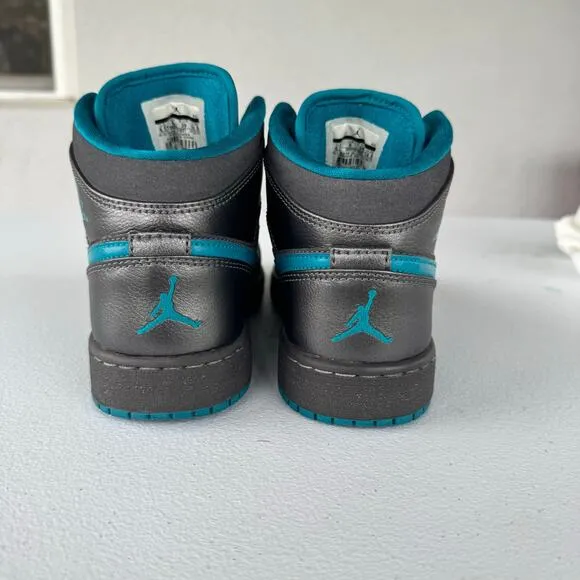 Nike Air Jordan 1 Mid GG Shoes Youth Size 6.5Y Dark Gray Teal