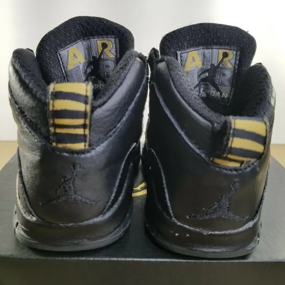 Nike Air Jordan 10 Retro NYC Toddlers Shoe Sz 6C Black Gold Preschool Boys Girls