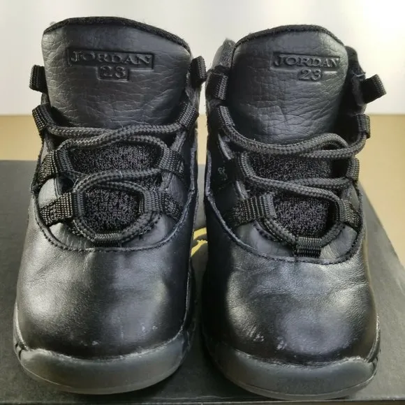 Nike Air Jordan 10 Retro NYC Toddlers Shoe Sz 6C Black Gold Preschool Boys Girls