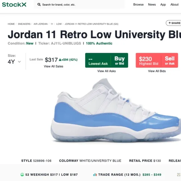 Nike Air Jordan 11 Retro Low University Blue (GS)