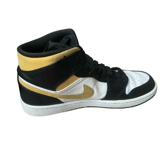 Nike Air Jordan 1 Mid Mens 9.5 White Pollen Black Shoes Sneakers 554724-177
