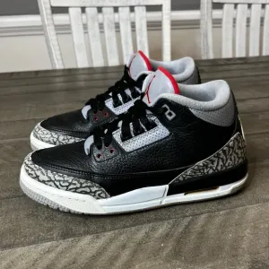Nike Air Jordan 3 Black Cement Sneakers Sz 6.5Y