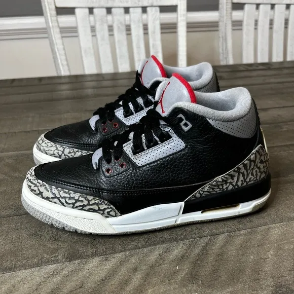 Nike Air Jordan 3 Black Cement Sneakers Sz 6.5Y