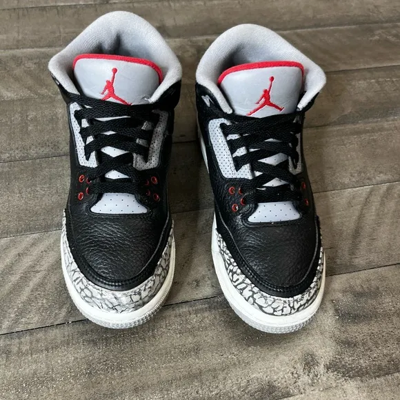 Nike Air Jordan 3 Black Cement Sneakers Sz 6.5Y