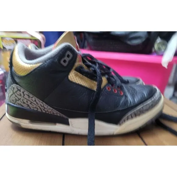 Nike Air Jordan 3 Retro Black Womens Size 9  Athletic Shoes Sneakers CK 9246-067