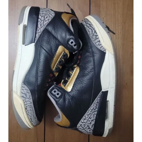 Nike Air Jordan 3 Retro Black Womens Size 9  Athletic Shoes Sneakers CK 9246-067