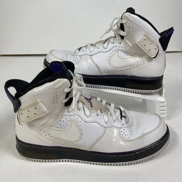 Nike Air Jordan Force Fusion White Purple Patent Leather Basketball Shoes‎ 10.5