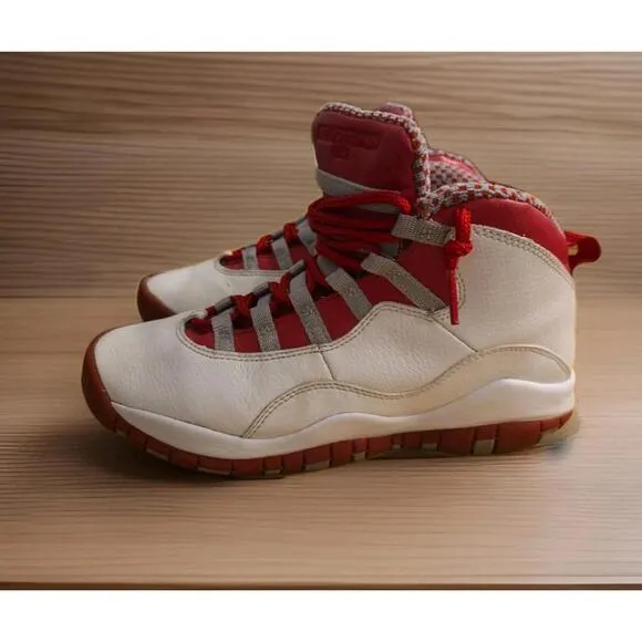 Nike Air Jordan X 10 Retro (GS) White Red Steel 2005 Size 5.5Y / 7 Women's
