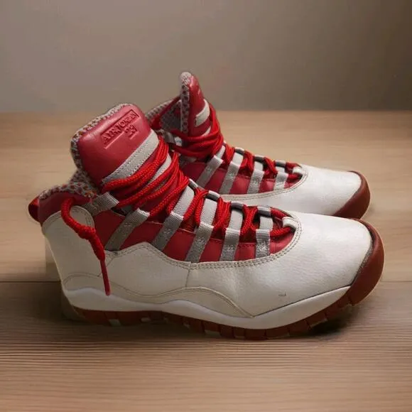 Nike Air Jordan X 10 Retro (GS) White Red Steel 2005 Size 5.5Y / 7 Women's