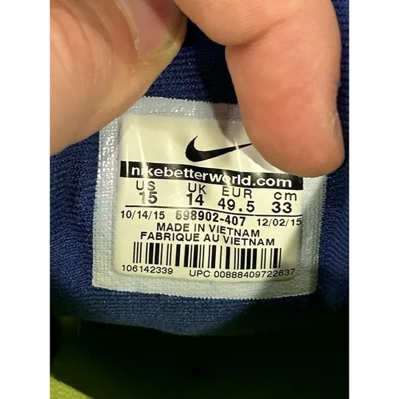 Nike Air Max 2015 Deep Royal Volt Shoes Sneakers 698902-407 Men's Size 15