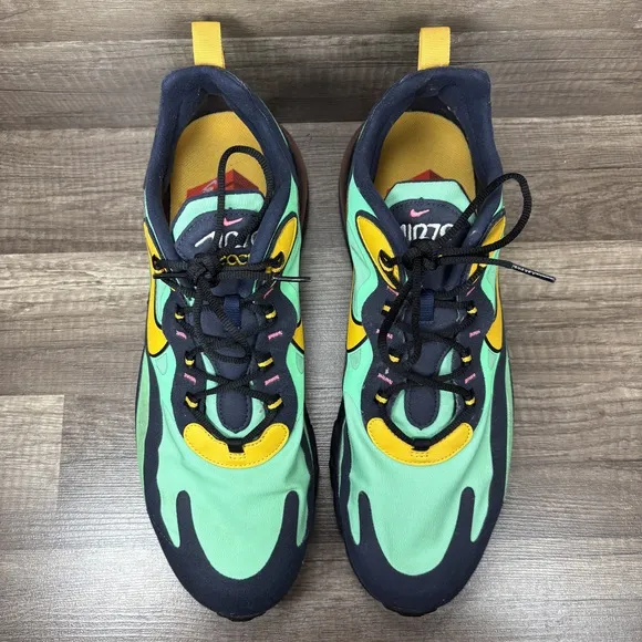 Nike Air Max 270 React Electro Green Blue Mens Size 13 AO4971-300 Running Shoes