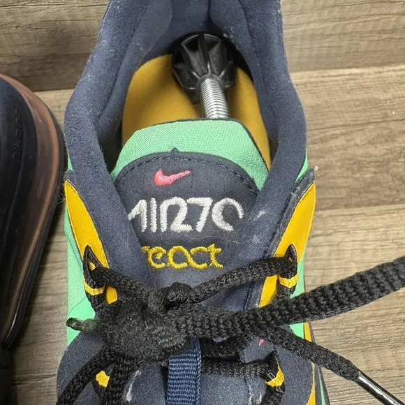 Nike Air Max 270 React Electro Green Blue Mens Size 13 AO4971-300 Running Shoes