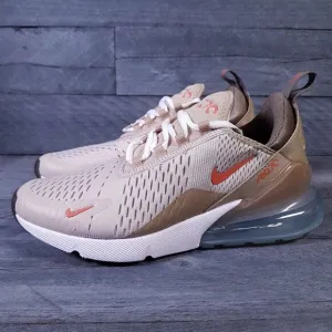 NIKE Air Max 270 Running Shoes Mens 8 Cream Khaki Rust Brown