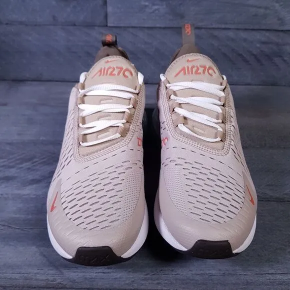 NIKE Air Max 270 Running Shoes Mens 8 Cream Khaki Rust Brown