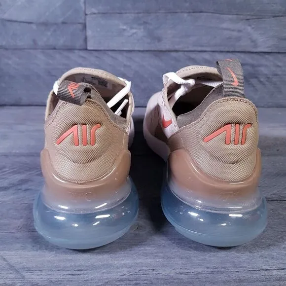NIKE Air Max 270 Running Shoes Mens 8 Cream Khaki Rust Brown