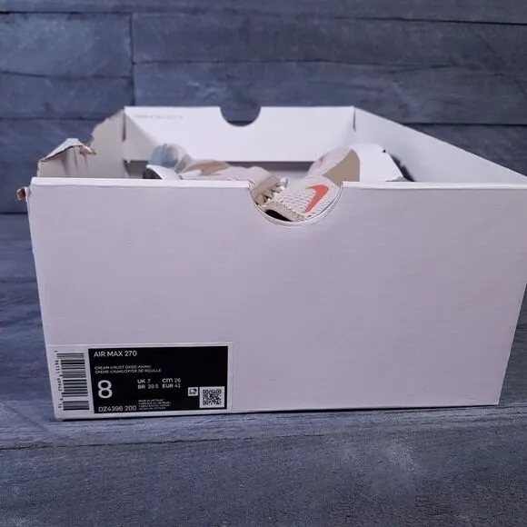 NIKE Air Max 270 Running Shoes Mens 8 Cream Khaki Rust Brown