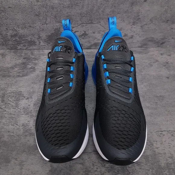 NIKE Air Max 270 Running Shoes Mens Size 10.5 Black Blue White AH8050-028