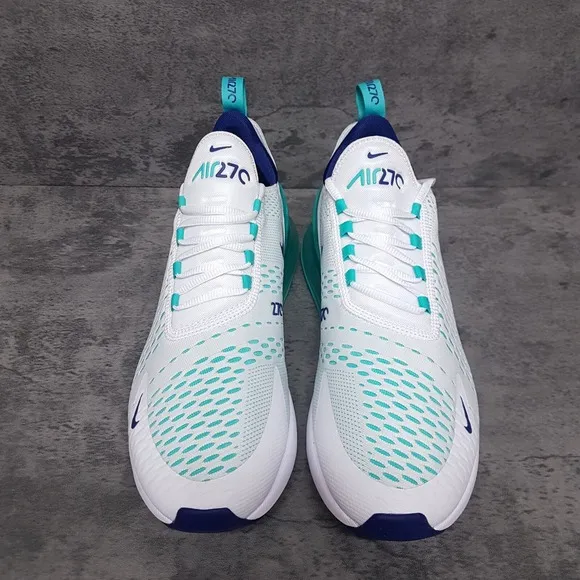 NIKE Air Max 270 Running Shoes Mens Size 12 White Hyper Jade Teal CI2451-100