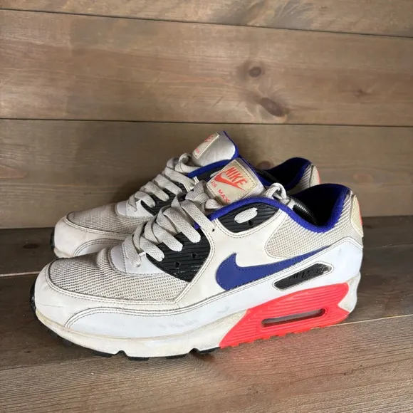 nike air max 90 mens size 10.5 shoes white ultramarine athletic running sneakers