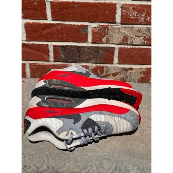 Nike Air Max 90 Sneakers Running Shoes Gray Red White Size 10.5