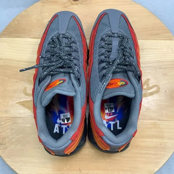 Nike Air Max 95 Premium Atlanta Mens Size 9 Shoes Grey Orange Red Sneakers NEW
