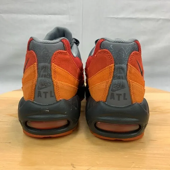 Nike Air Max 95 Premium Atlanta Mens Size 9 Shoes Grey Orange Red Sneakers NEW