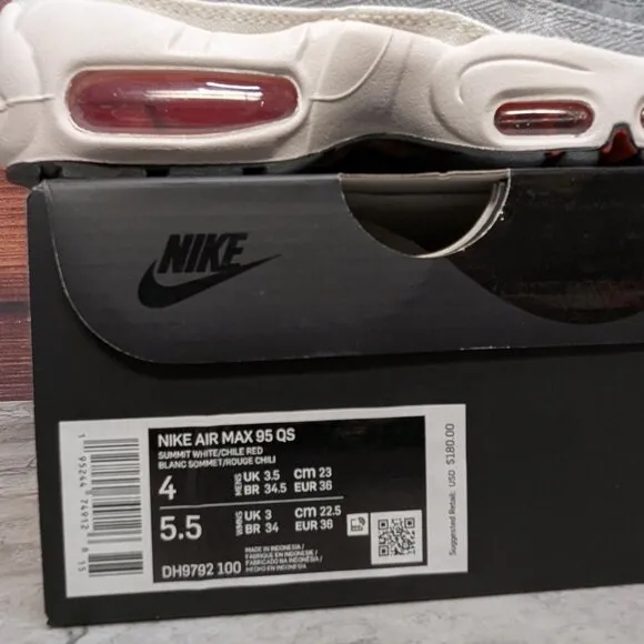 Nike Air Max 95 QS Japan Men's 4, Women's 5.5 White Red Running Shoes DH9792-100