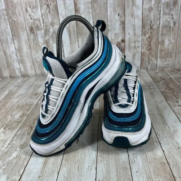 Nike Air Max‎ 97 Athletic Sneaker Blue White Gradient Wave Design 4.5Y Womens 6