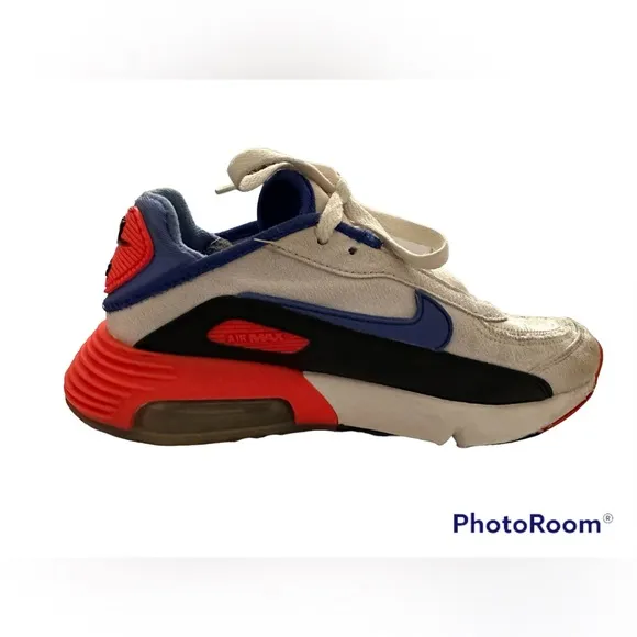 Nike Air Max Boy’s Sneakers in White, Sapphire Blue and Orange| Size: 4