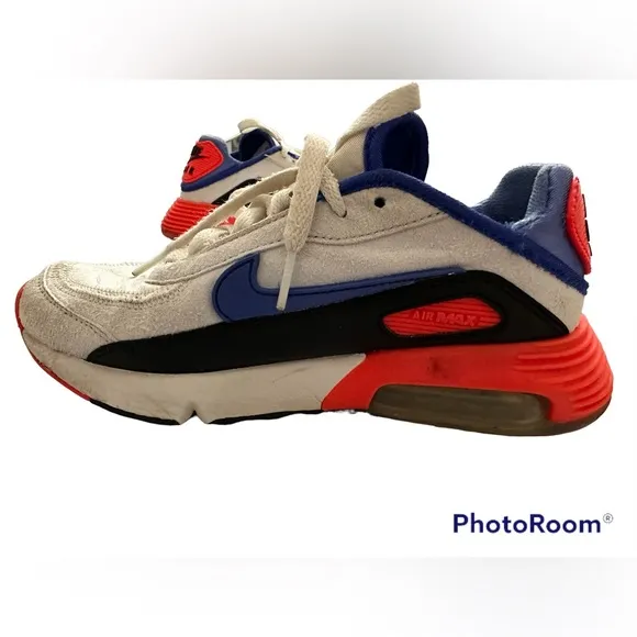Nike Air Max Boy’s Sneakers in White, Sapphire Blue and Orange| Size: 4